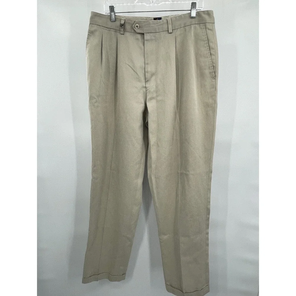 Callaway Golf Apparel Men's Pleated Pants 36W x 34L Beige Pro‎ Spin Cotton
